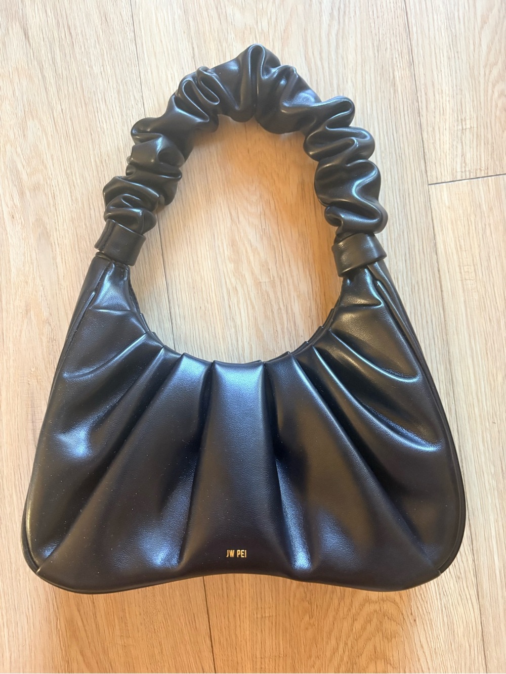 JW PEI Black Gathered Shoulder Bag with Scrunched Handle